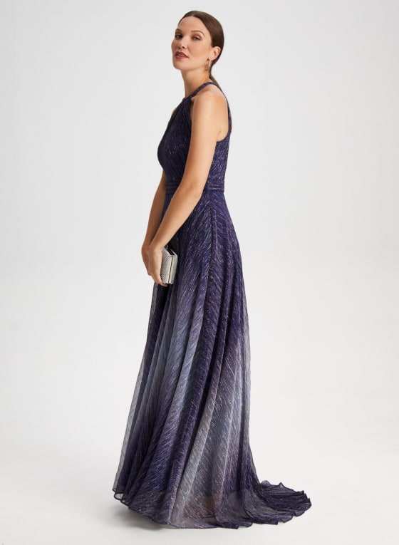 Metallic Halter Neck Dress