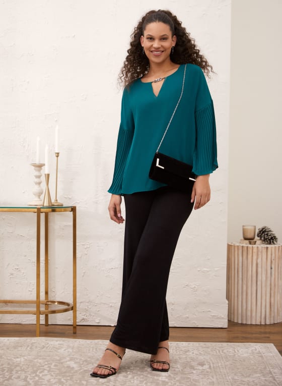 Pull-On Wide Leg Glitter Pants