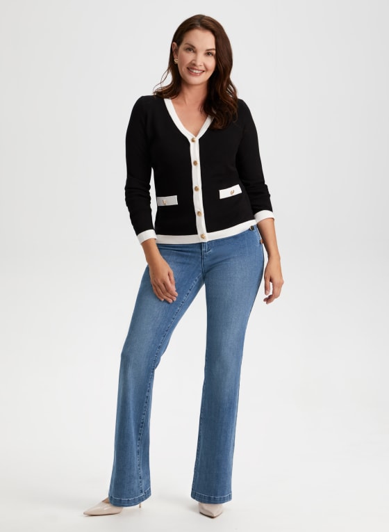 Button Detail Bootcut Jeans