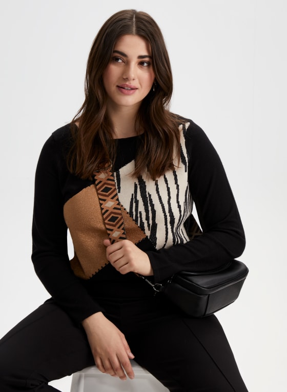 Colour Block Animal Motif Sweater