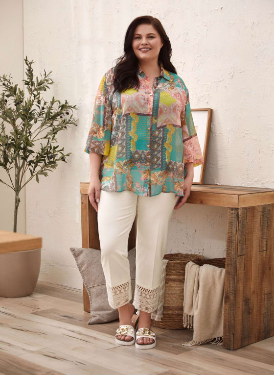 Lace Detail Pull-On Pants