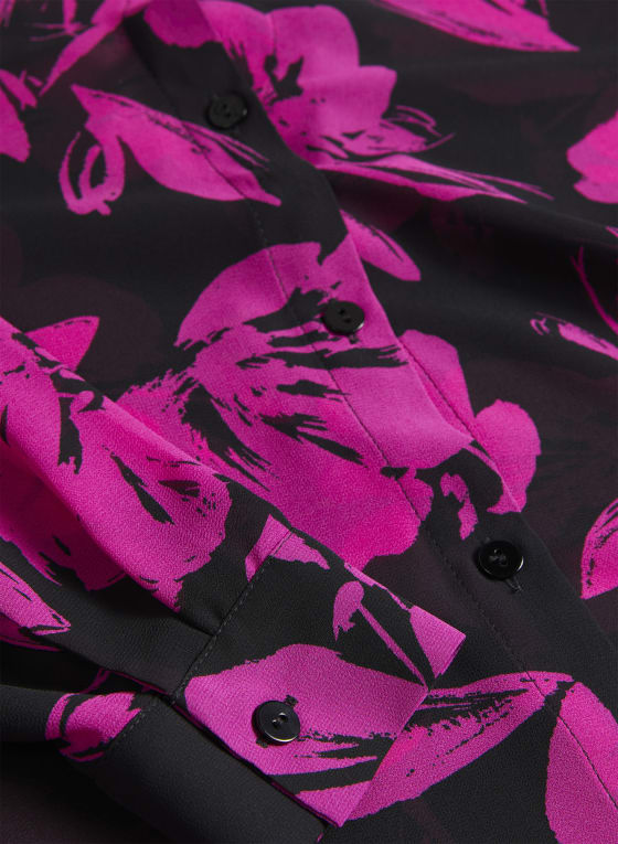 Floral Print Asymmetric Blouse