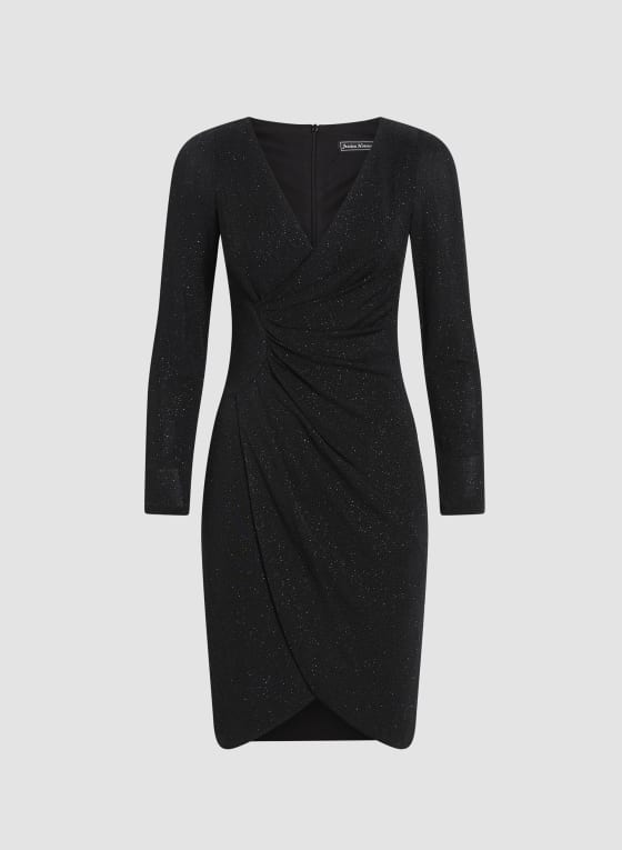 Glitter Knit Wrap-Style Dress