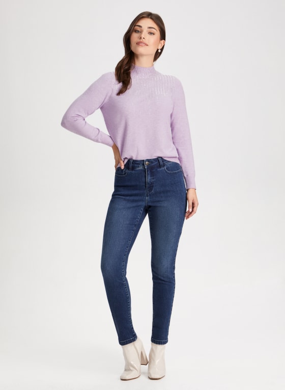 Rhinestone Mock Neck Sweater