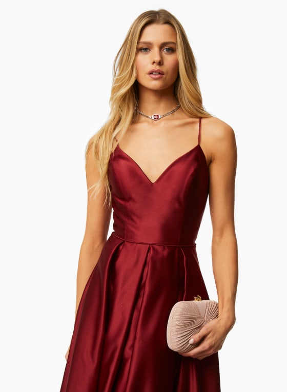 Satin Fit & Flare Ball Gown