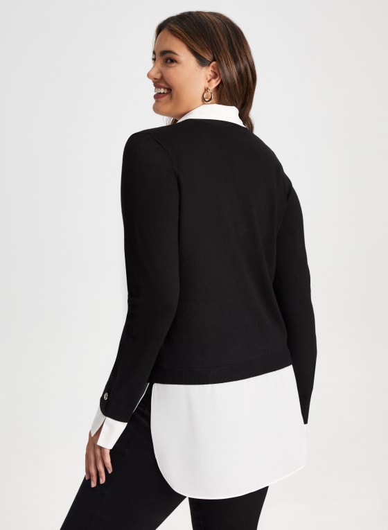 Shirt Collar Fooler Sweater