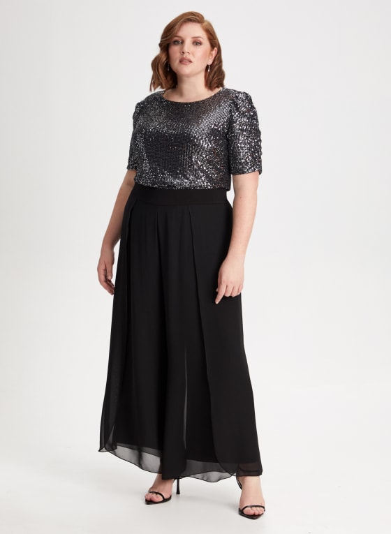 Sequin Shirred Sleeve Top