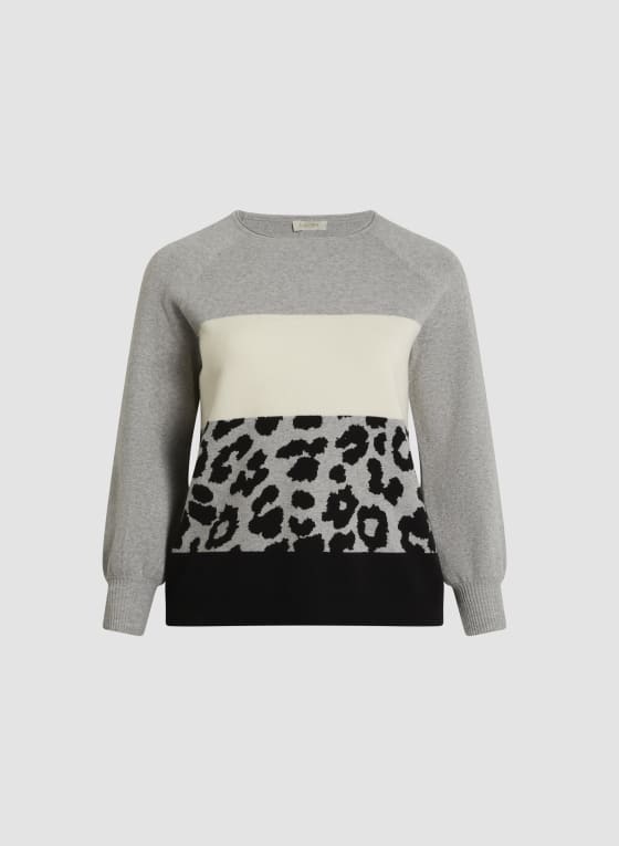Colour Block Animal Print Sweater