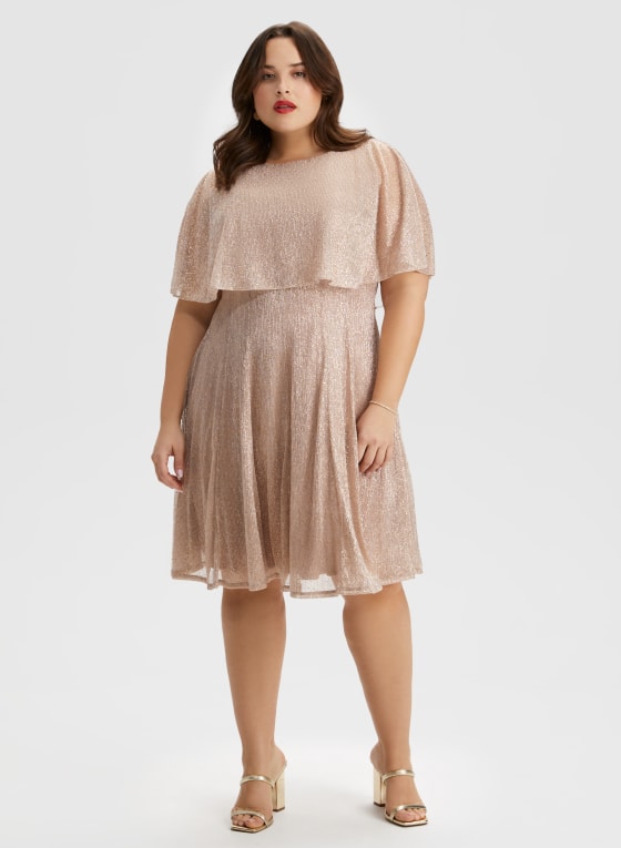 Mesh Detail Capelet Dress
