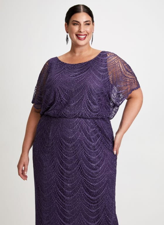 Crochet Detail Metallic Dress