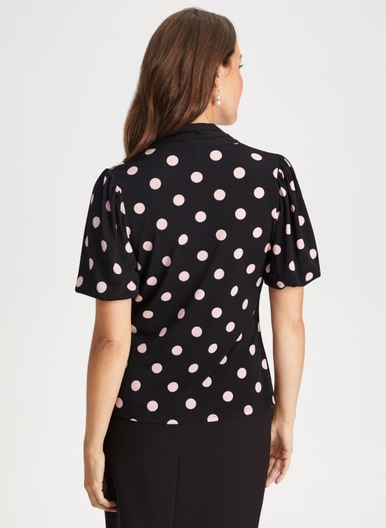 Tie Neck Dot Print Top