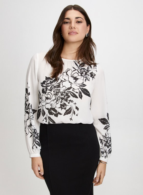 Floral Print Popover Blouse