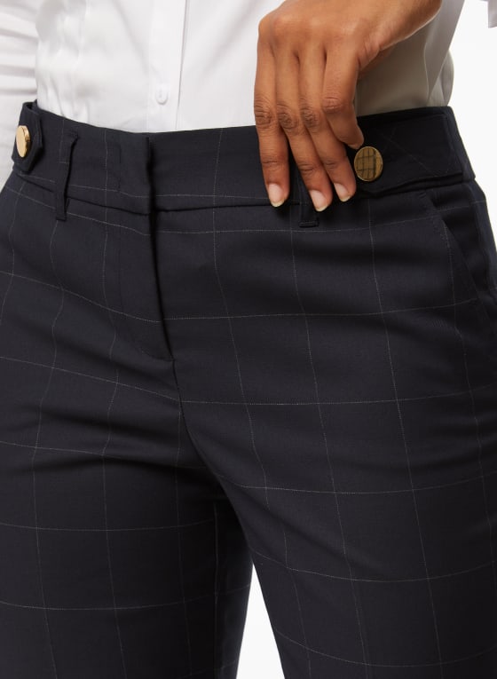 City Fit Plaid Motif Pants