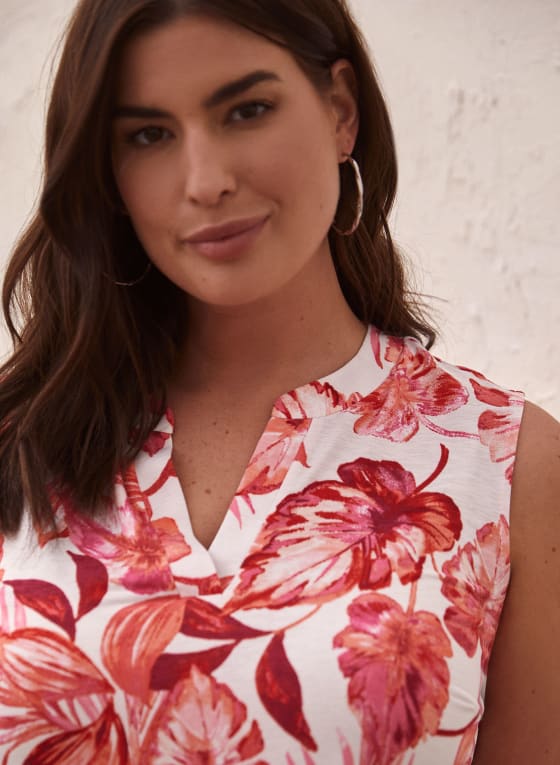 Leaf Print Sleeveless Top