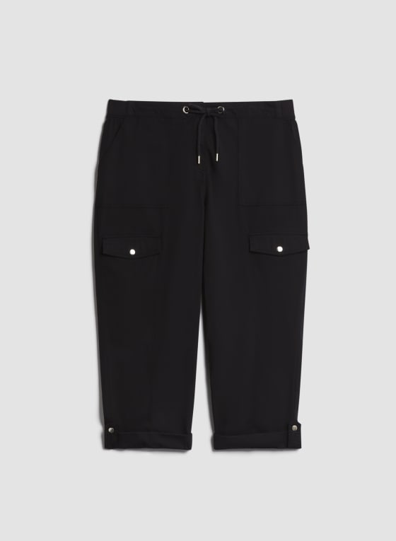Cotton Drawstring Waist Cargo Capris