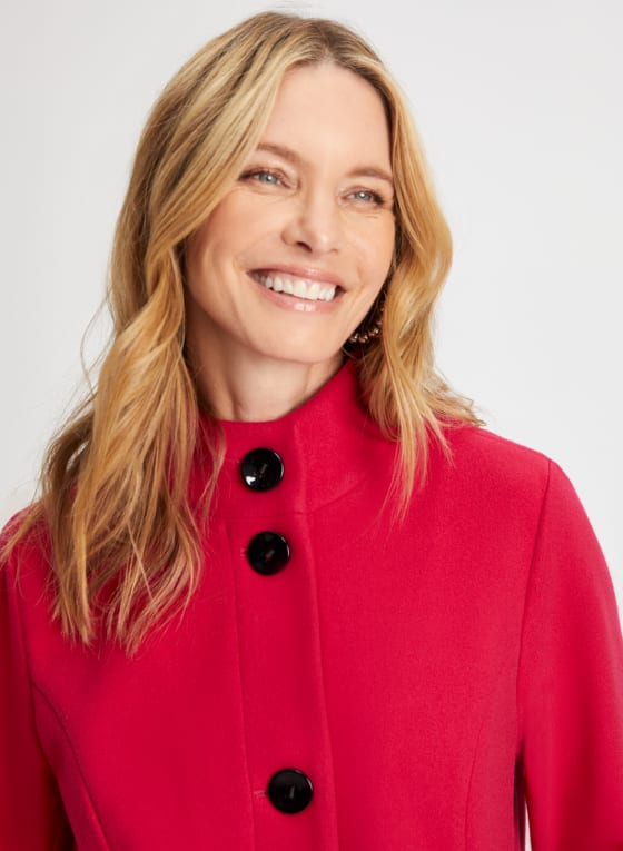 Stretch Faux Wool Coat