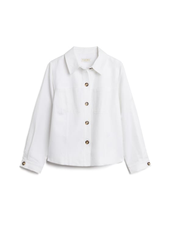 Button Detail Linen Shacket