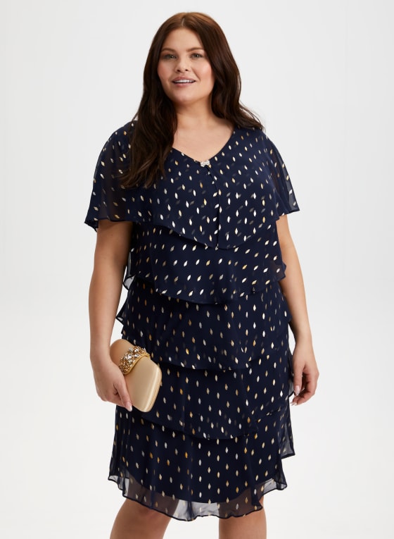 Tiered Dot Print Dress