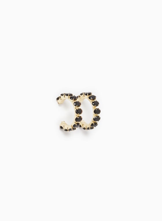Faceted Stone Hoop Earrings