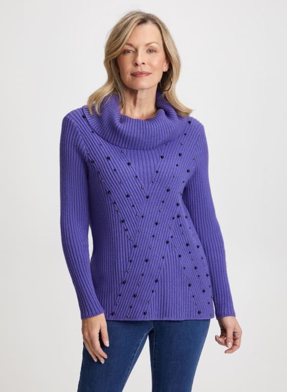 Cowl Neck Stud Detail Sweater