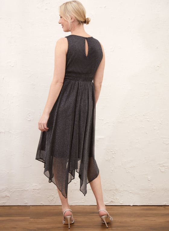 Asymmetric Glitter Mesh Dress