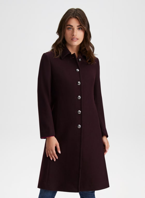 Button-Down Wool Blend Coat