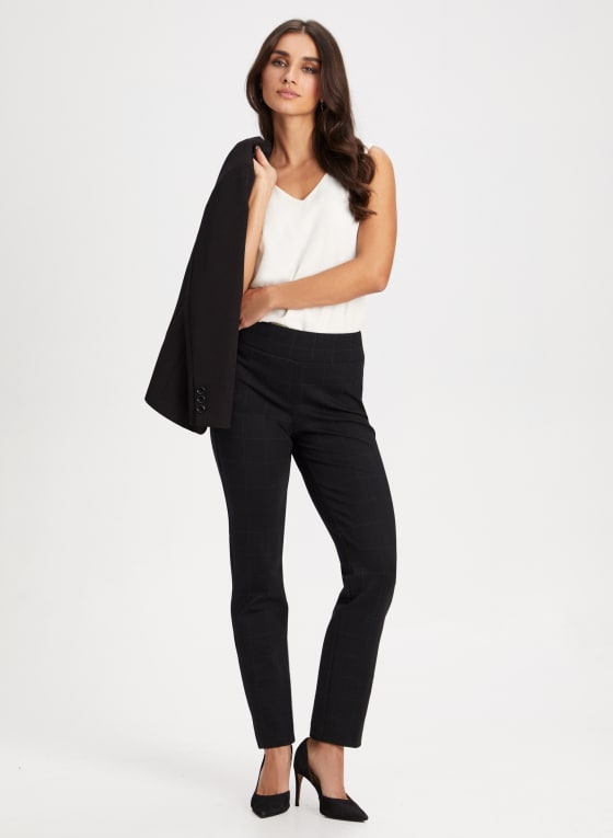 Checkered Print Pull-On Pants