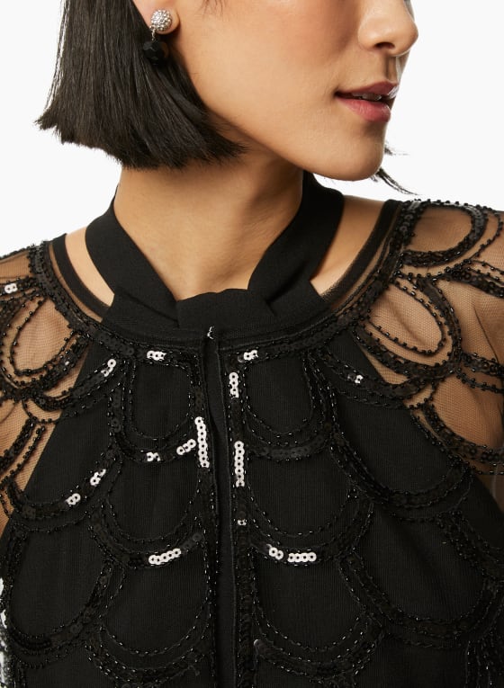 Sequin Mesh Capelet