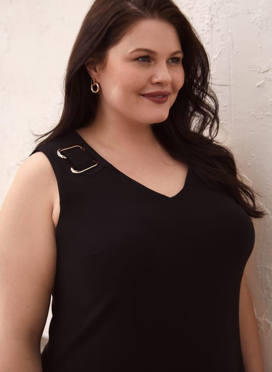 Buckle Detail Fit & Flare Dress