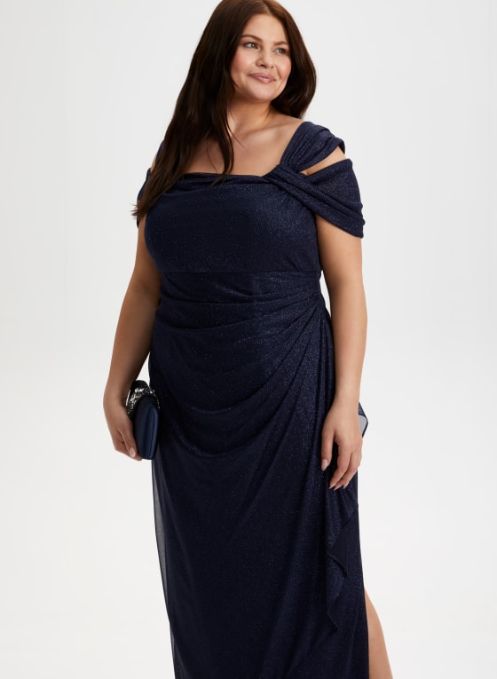 Shimmer Detail Long Slit Dress