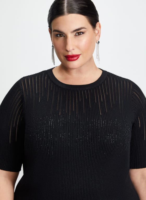 Linear Rhinestone Motif Sweater