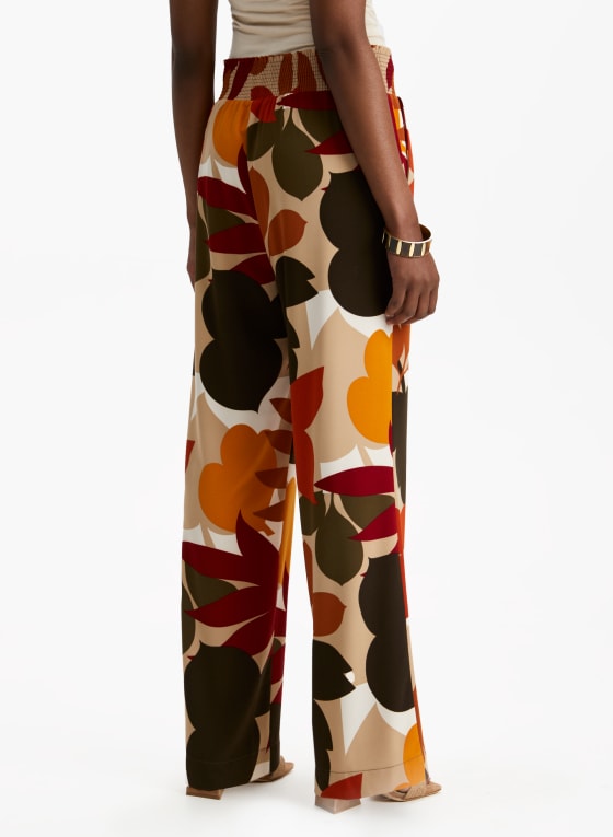 Tropical Print Wide Leg Pants