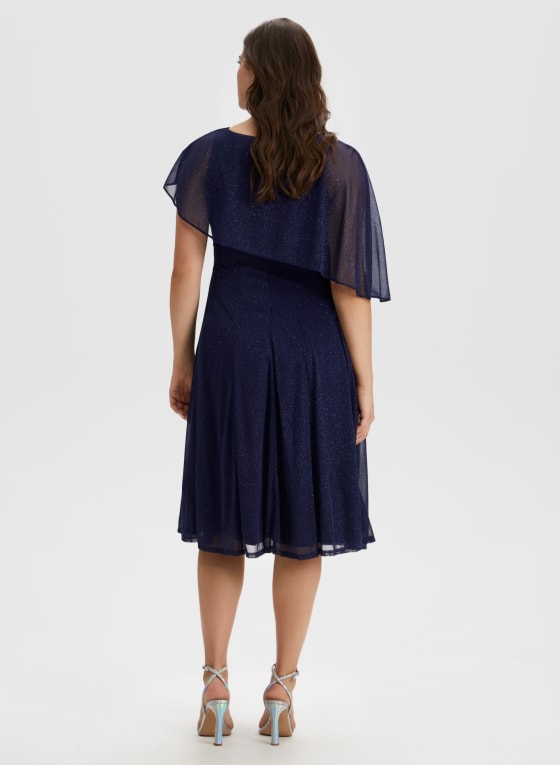 Mesh Detail Cape Dress