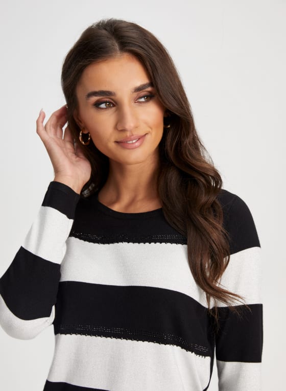 Rhinestone Detail Striped Sweater