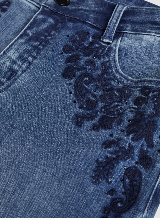 Embroidered Straight Leg Jeans