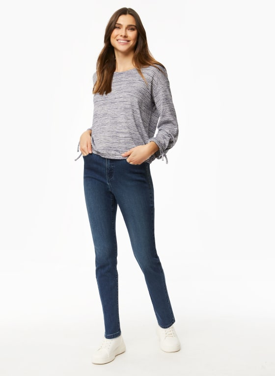 Stripe Motif Tie Detail Top