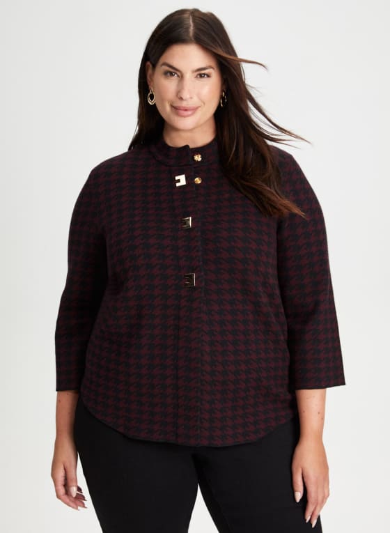 Houndstooth Motif Cardigan
