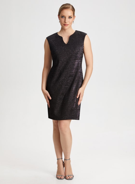 Split Neck Metallic Detail Dress