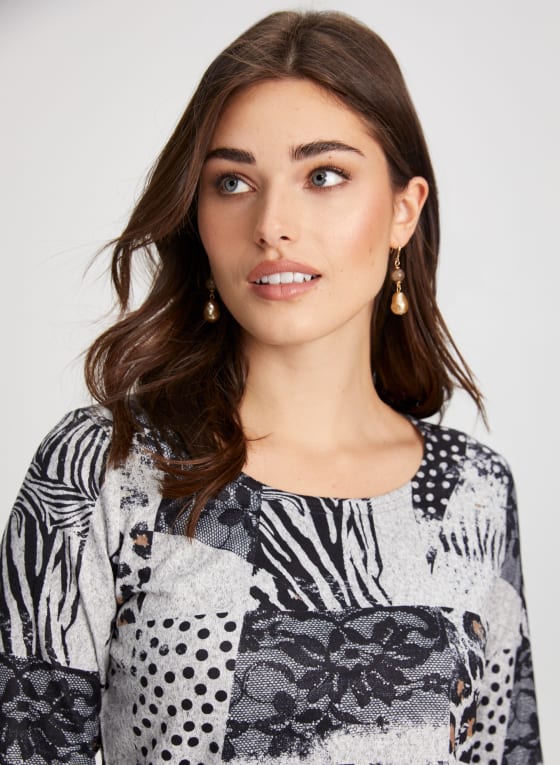 Contrast Animal Print Top
