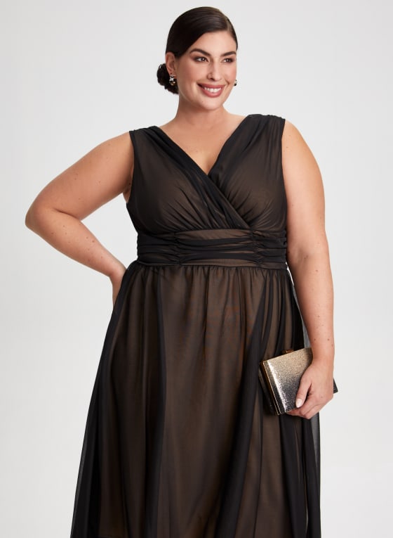 Mesh Detail Fit & Flare Dress