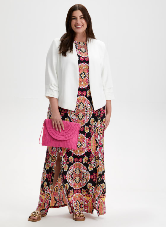 Pleated Sleeve Open Front Jacket