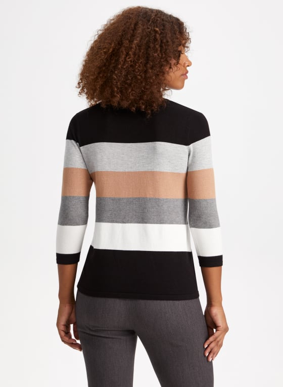 Rhinestone Trim Colour Block Sweater