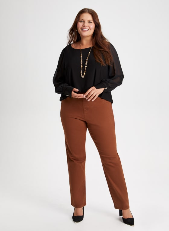Pull-On Straight Leg Jeans