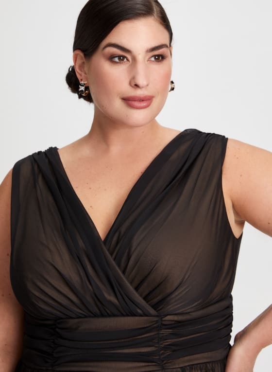 Mesh Detail Fit & Flare Dress