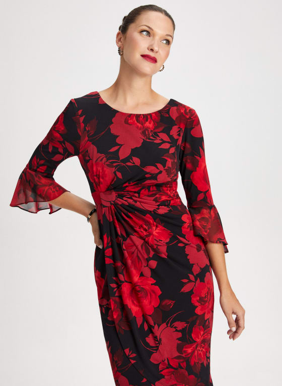 Flounce Sleeve Floral Dress - Laura