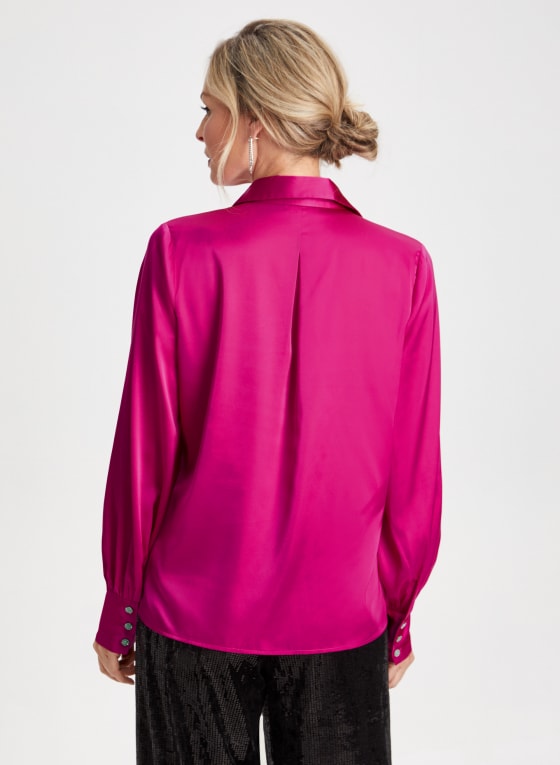 Satin Rhinestone Detail Blouse