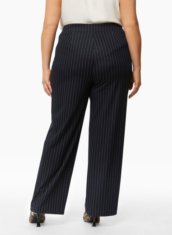 Pull-On Stripe Print Straight Leg Pants