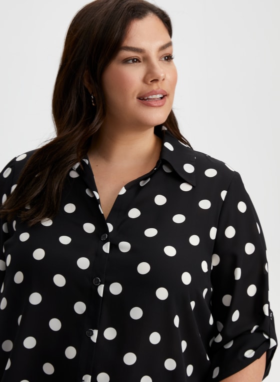 Polka Dot Asymmetrical Blouse