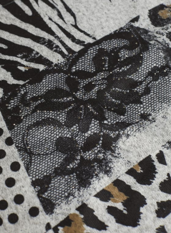 Contrast Animal Print Top