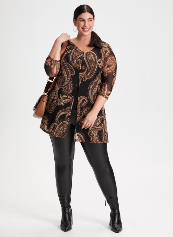 Split Front Paisley Top